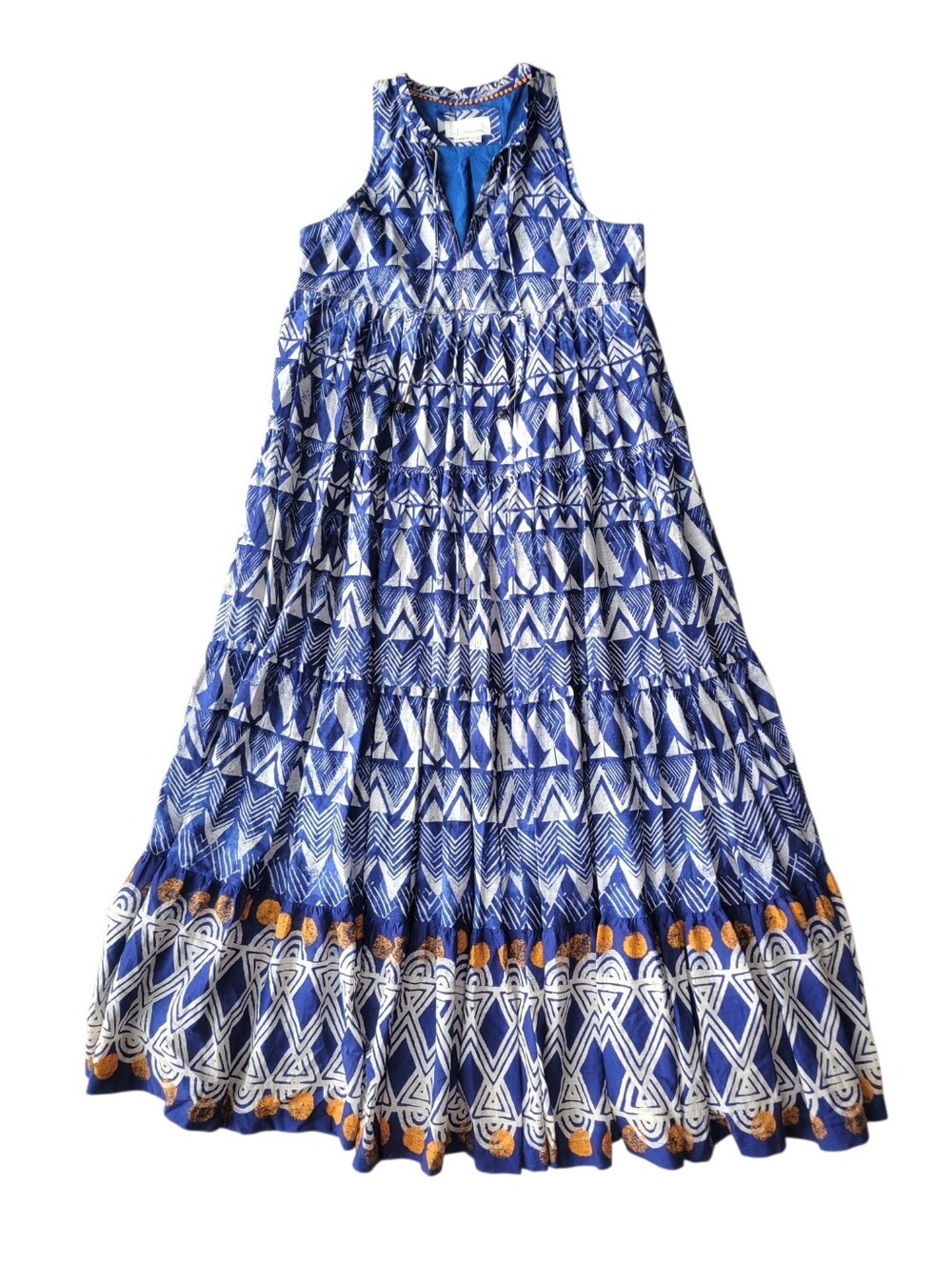 Anthropologie Tiered Abstract Maxi Dress Small